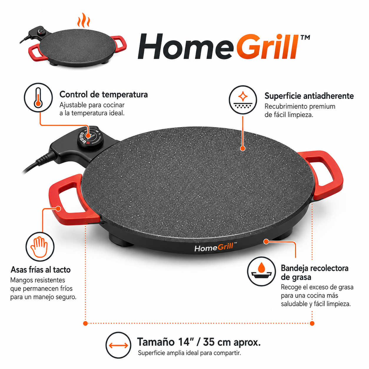 Plancha Electrica Koreana Antiadherente - HomeGrill™