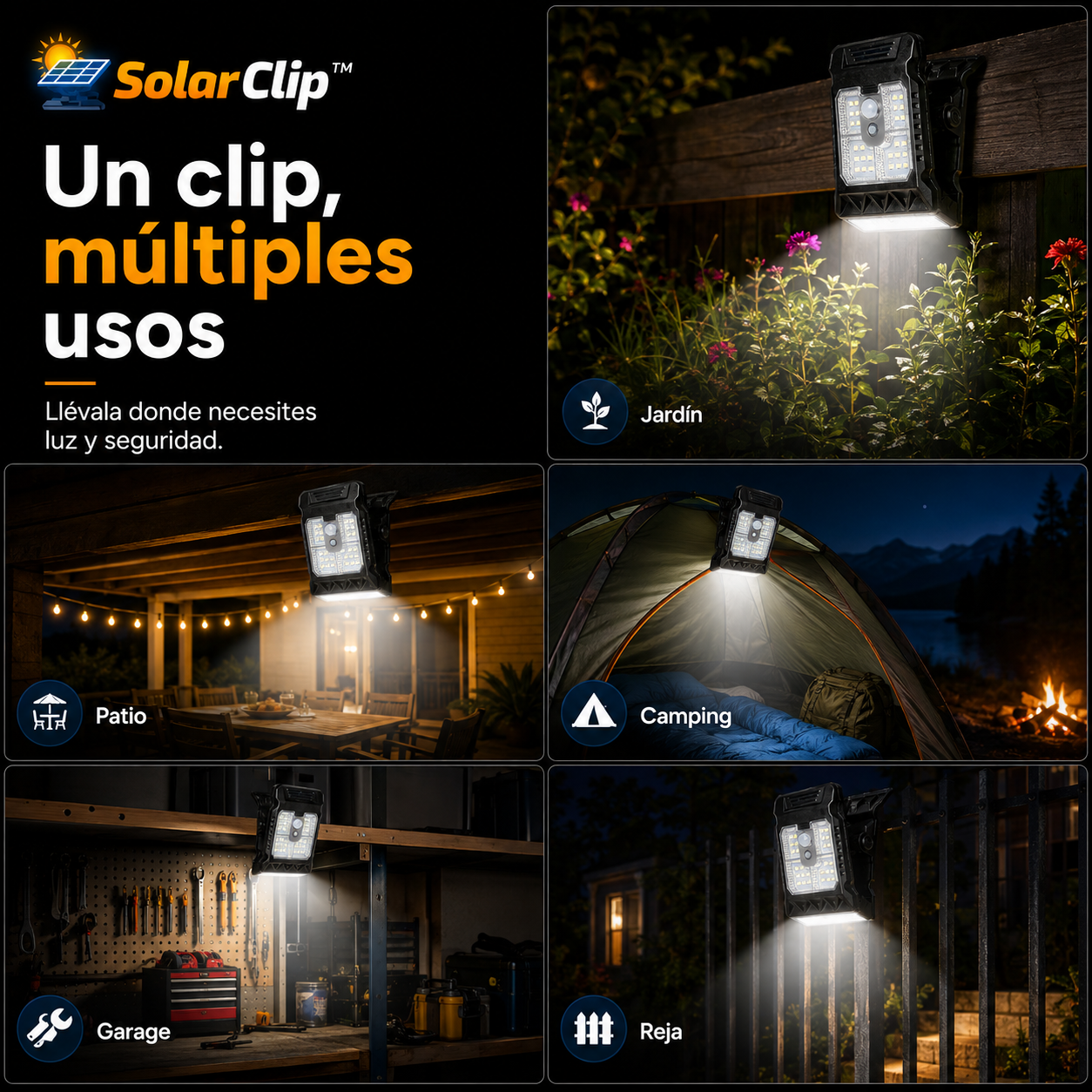 Pack x3 Lámparas Solares Clip - SolarClip™