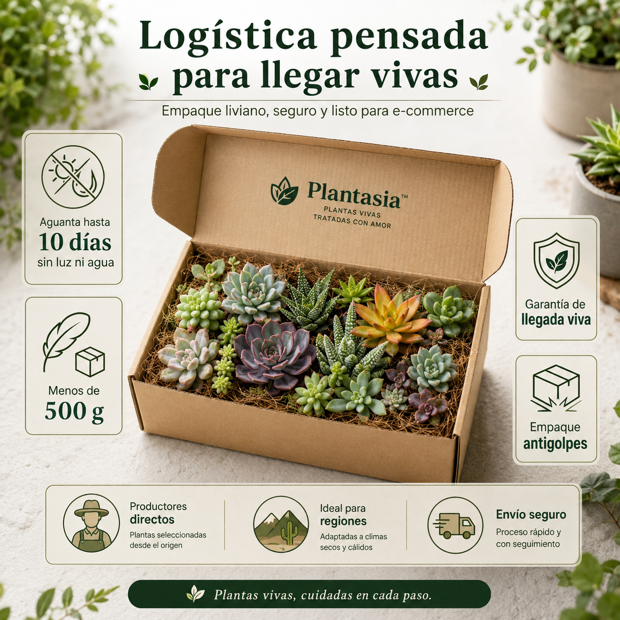Pack 30 Esquejes de Suculentas - Plantasia™